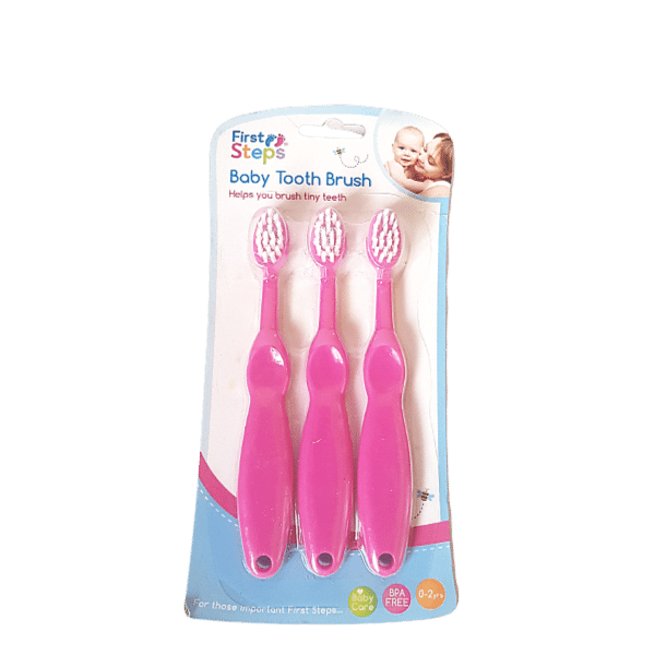 Baby tooth brush, first steps (0-2years) – pink