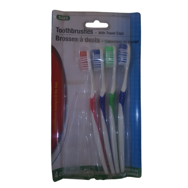 Soft toothbrushes  with travel caps